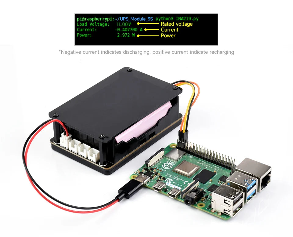 Raspberry Pi 5 UPS Power Supply Expansion Board Uninterruptible Power Supply Module UPS Module 3S Also For Pi4B