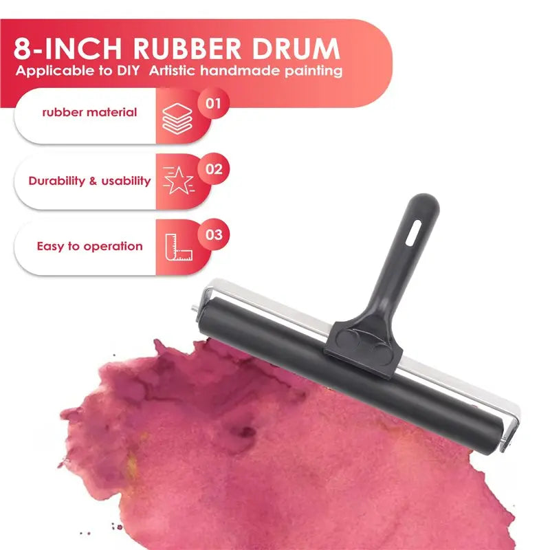 ABJN-8-Inch Rubber Roller, Brayer Roller Brush For DIY Art Craft Painting, Print, Printmaking, Ink And Stamping