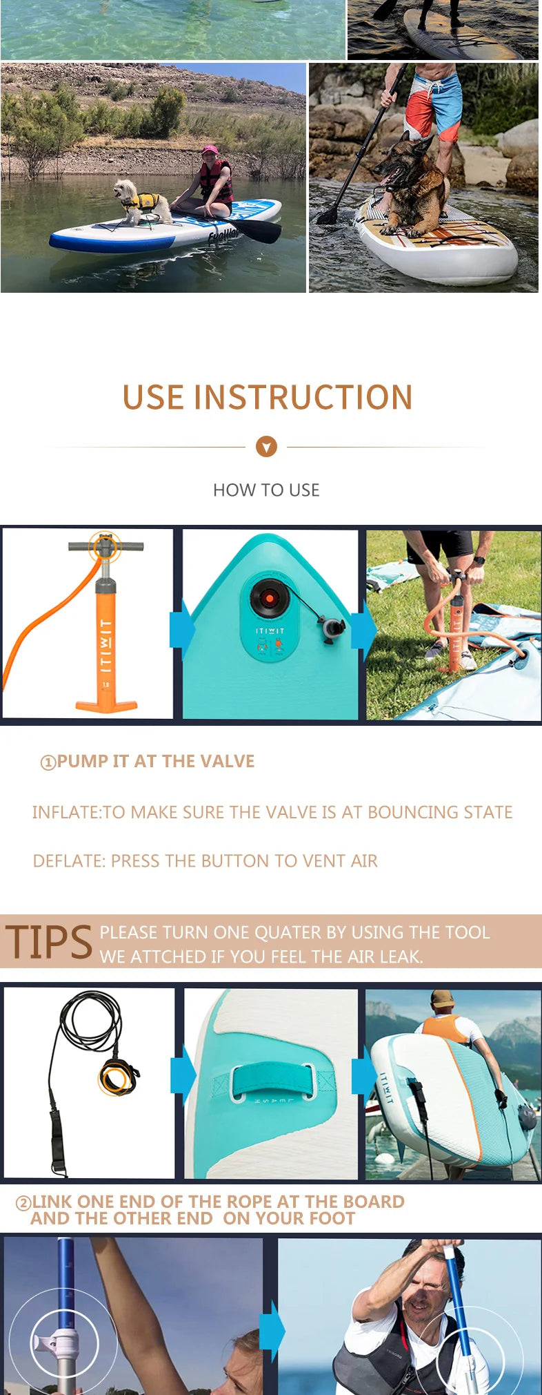 Inflatable Sit Up Board for Surfing, Ocean SUP, Drop-stitch Construction, Waterplay for Surfing