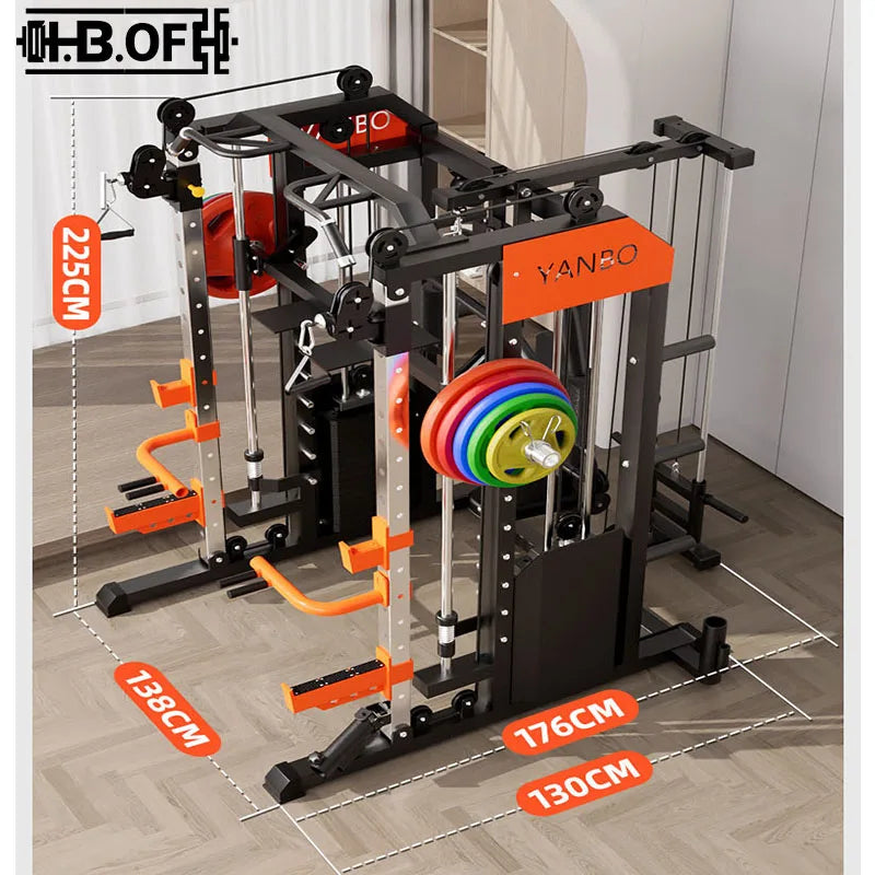 Full Set Flying Bird Smith Machine Home Gym Equipment - Multifunctional Squat Bench Press Station for Commercial Large Fitness C