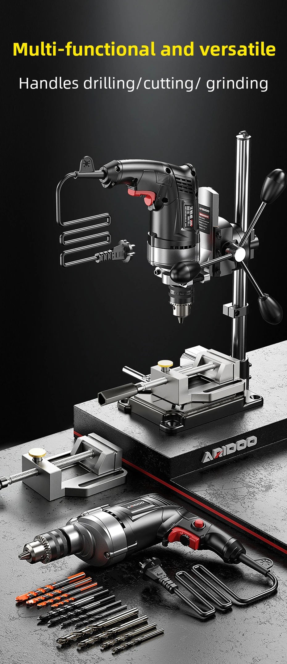 Adjustable Universal Drill Stand for Electric Hand Drill Impact Drill Convert to Mini Bench Drill Press Bracket Home DIY Tool