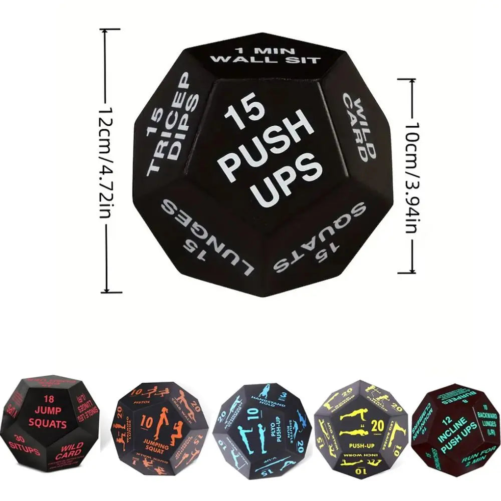 Portable 12 Sided Fitness Action Choice Dice Interactive Lightweight Exercise Toy Soft Foam Funny Bodyweight Training Dice HIIT