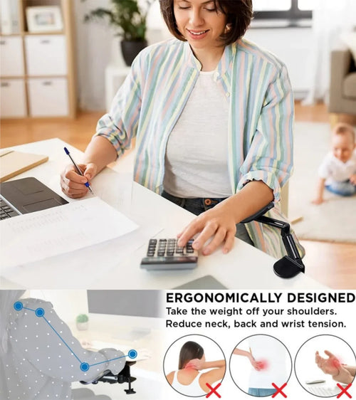 Adjustable Arm Rest for Desk – Ergonomic 360° Rotating & Extendable Elbow Support, Durable Aluminum,Office Gaming Accessories