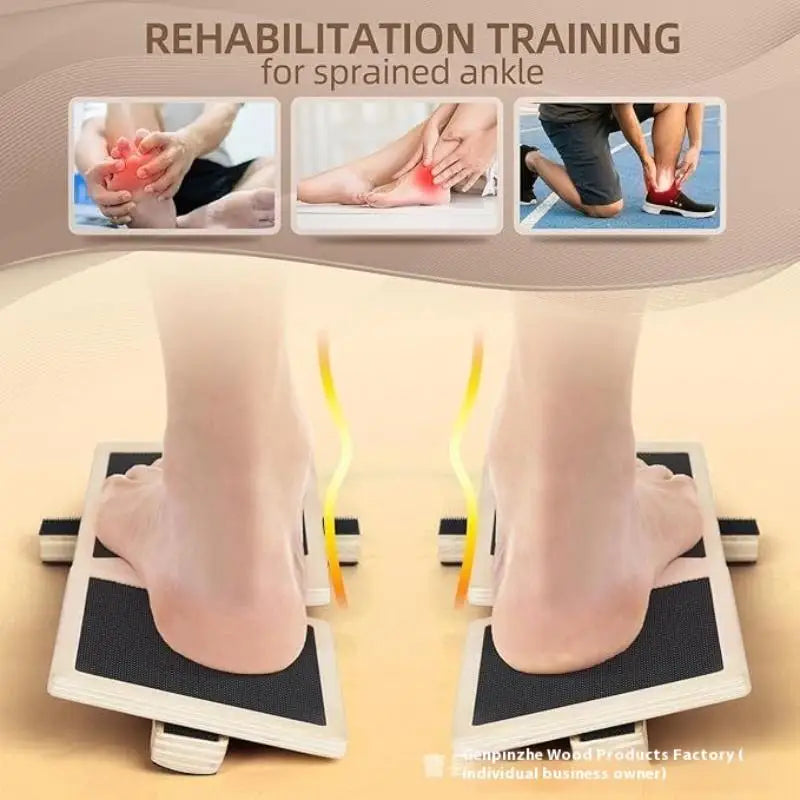 Physio Recovery Wobble Board; Slip-Resistant, One-foot Posture Retraining; Ankle Fortitude Handler, Wooden Design