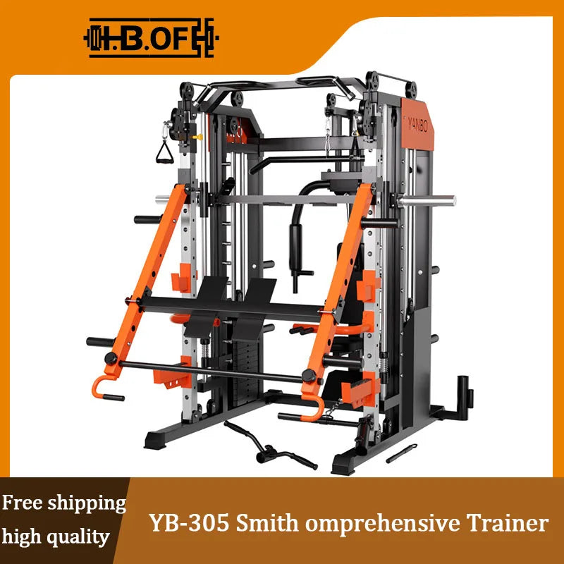 Full Set Flying Bird Smith Machine Home Gym Equipment - Multifunctional Squat Bench Press Station for Commercial Large Fitness C