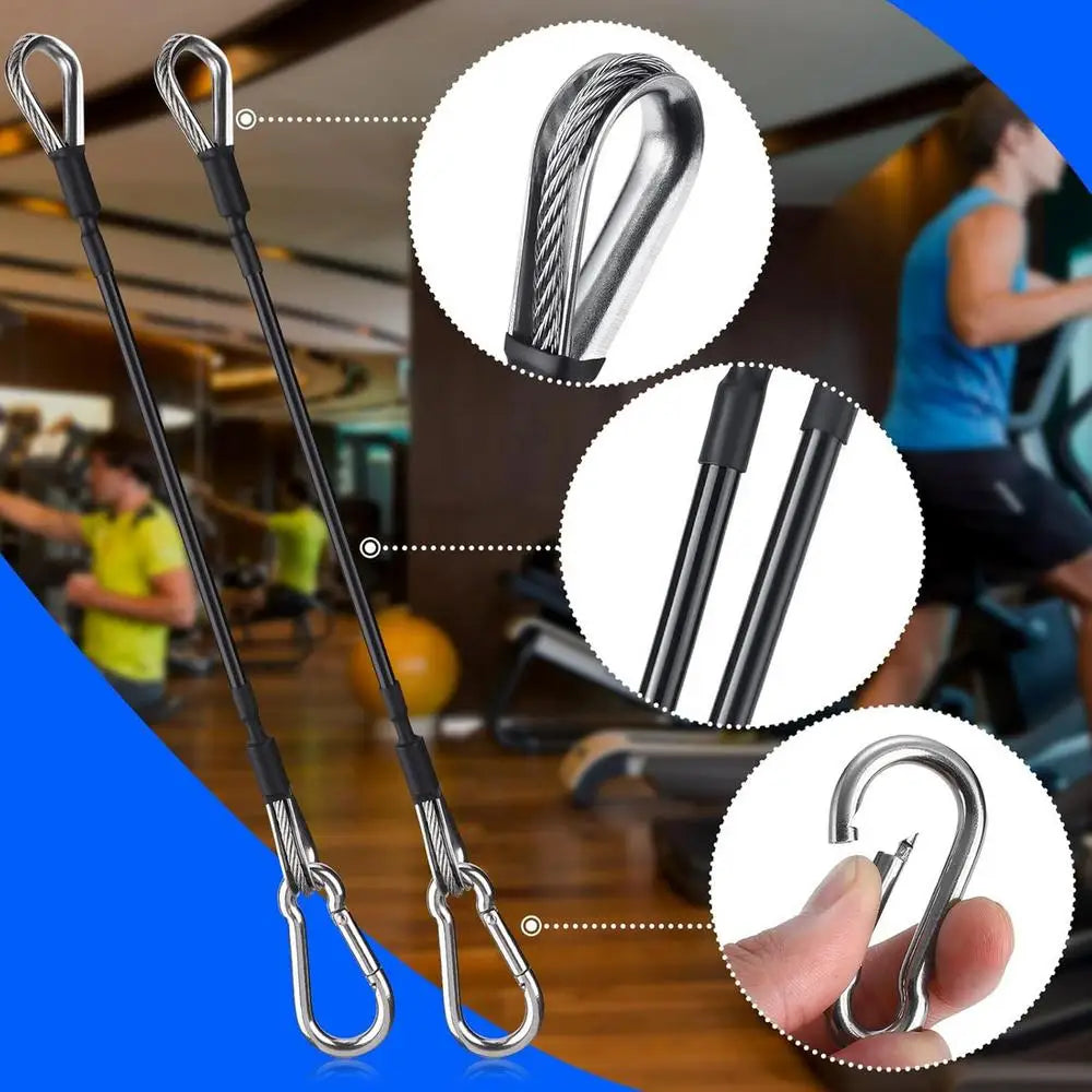 2pcs/set Fitness Pulley Cable Extension  With Carabiner Gym Extension Rope Pulley System Workout Pull Down Cable Attachments
