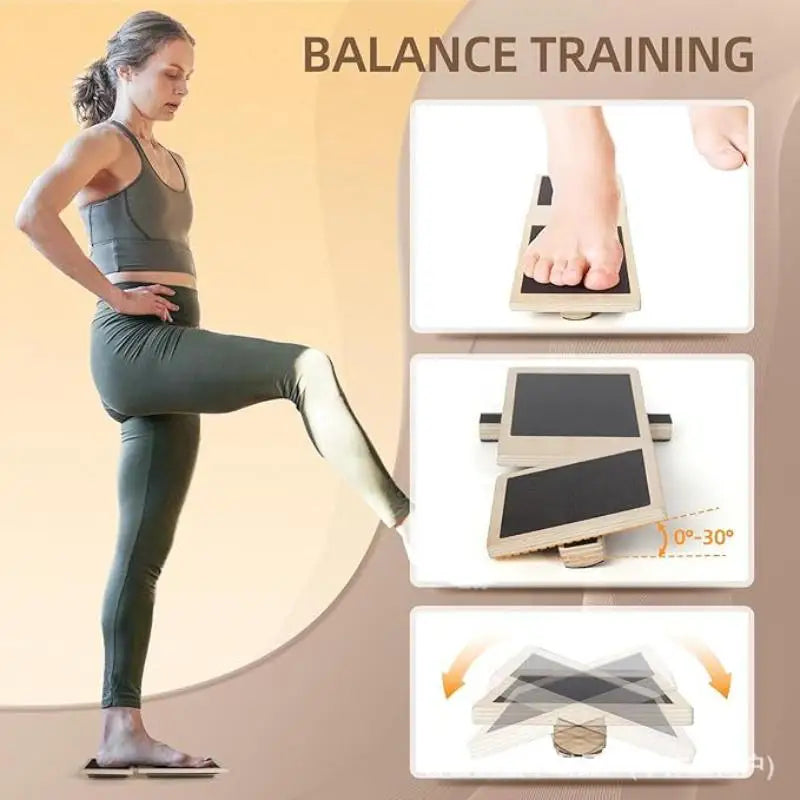 Physio Recovery Wobble Board; Slip-Resistant, One-foot Posture Retraining; Ankle Fortitude Handler, Wooden Design