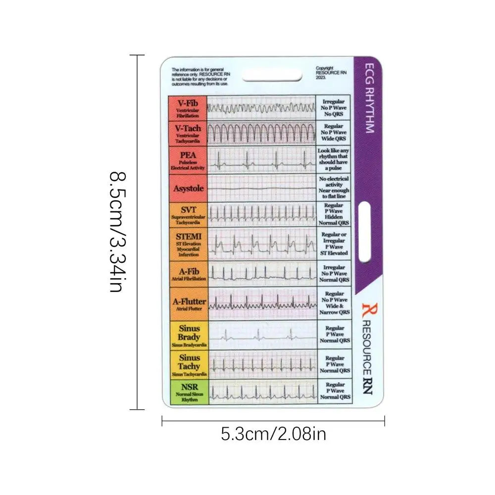 ECG/EKG Rhythm Pocket Card Pocket Card For ECG Self Measuring Ruler EGG Contiguous Leads Precision Measurement Household Tool