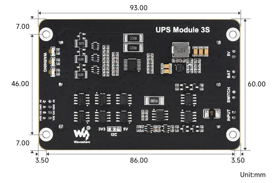 Raspberry Pi 5 UPS Power Supply Expansion Board Uninterruptible Power Supply Module UPS Module 3S Also For Pi4B