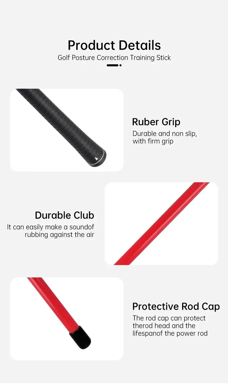 Golf Swing Power Stick - Red, Golf Strength Trainer Improves Flexibility, Rhythm, Rhythm, Balance and Power