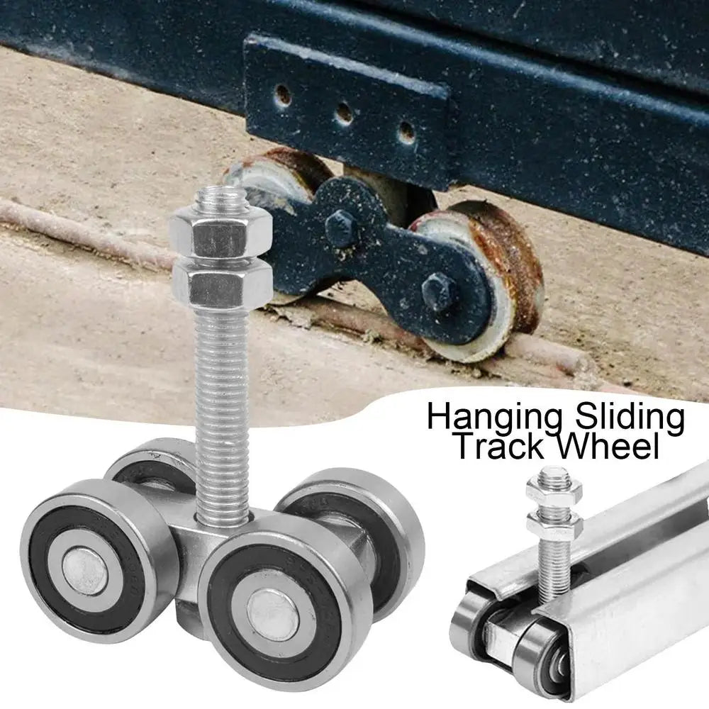 Barn Door Rollers 4 Wheel Trolley Assembly Roller Heavy Duty Sliding Door Hanger Ceiling Mount Barn Door Hardware for Wardrobe