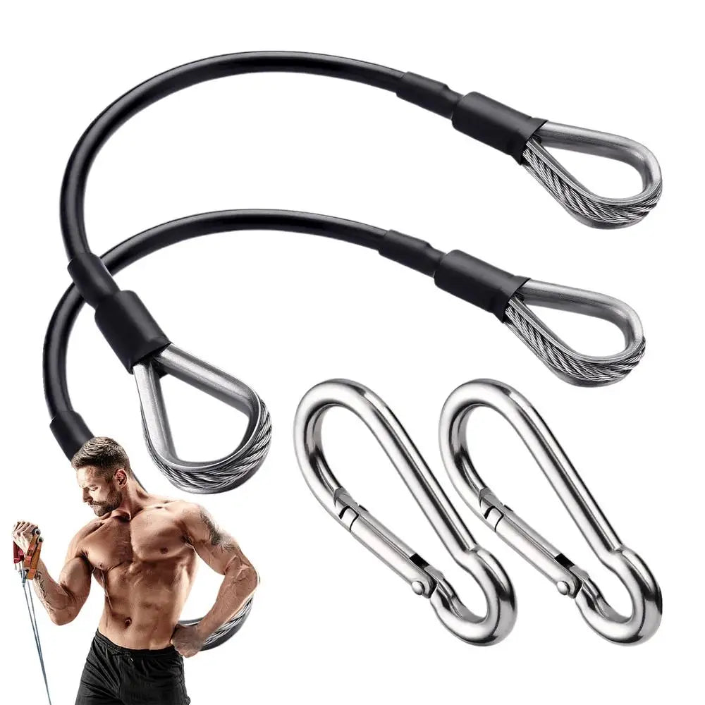 2pcs/set Fitness Pulley Cable Extension  With Carabiner Gym Extension Rope Pulley System Workout Pull Down Cable Attachments