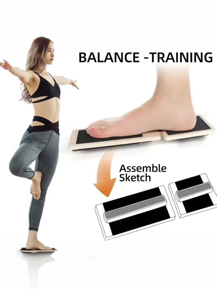 Physio Recovery Wobble Board; Slip-Resistant, One-foot Posture Retraining; Ankle Fortitude Handler, Wooden Design