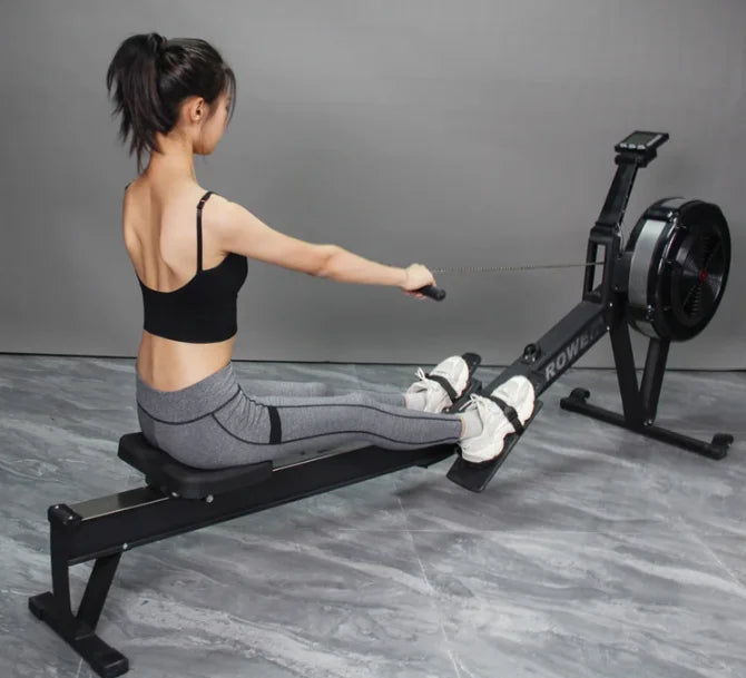 Portable Indoor Gym Fitness Equipment Customizable Air Rowing Machine With LED Screen Home Use For Spinning Bikes