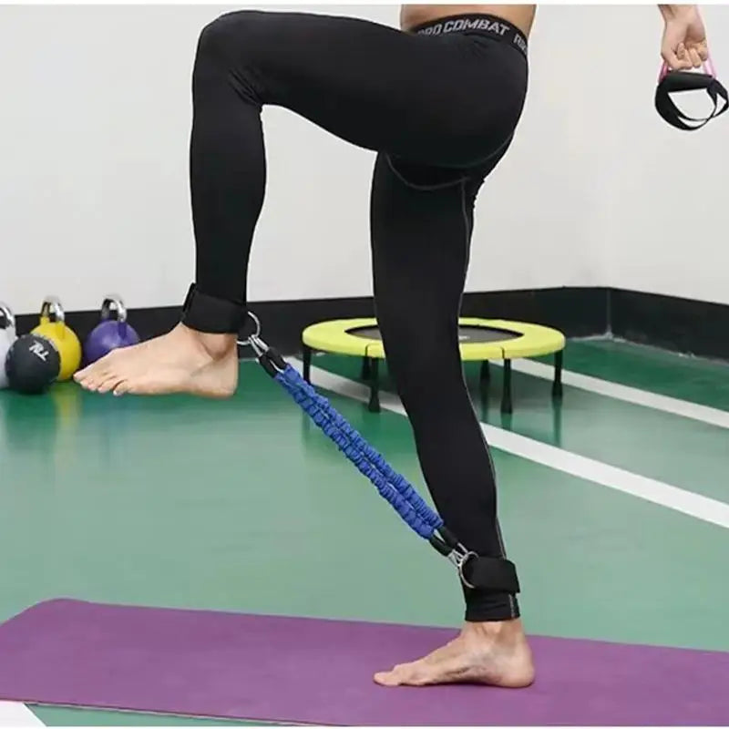 1Set Leg Strength Trainer Fastener Fitness Foot Ring Foot Buckle Ankle Strap Stretch Resistance Band Pull Cord Accessories