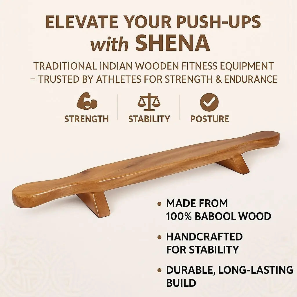 Wood Push-Up Board & Planche Training Stand Heavy-Duty Home Gym Equipment with Non-Slip Base 3-Position Adjustable Push-Up Bar