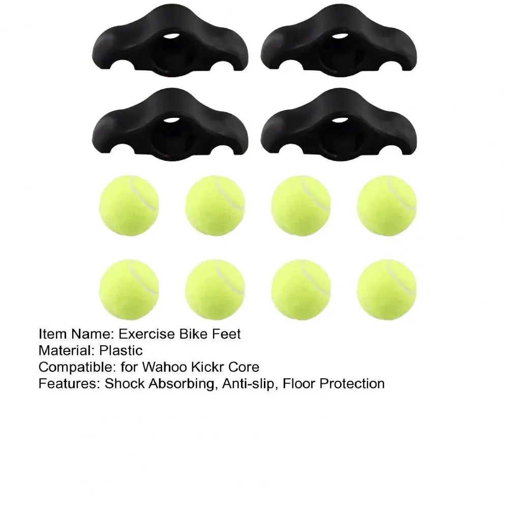 4Pcs 8 Tennis Balls Cycling Bike Foot Pads Wahoo Kickr Core Fitness Bike Shock Absorbing Foot Pads Floor Protector Rocker Balls
