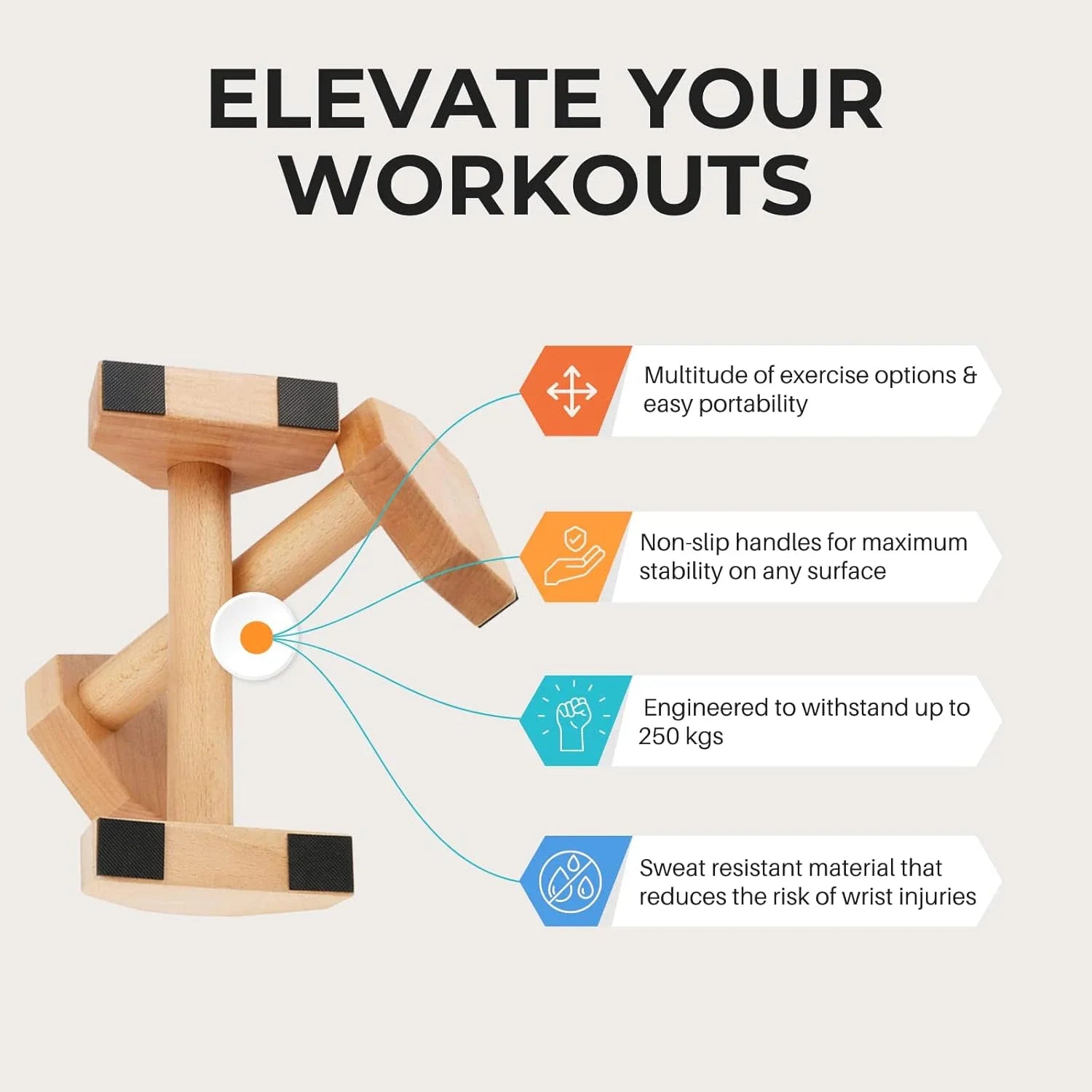 Wooden Push-Up Bar Stands Gym Push Exercise Rack Board Fitness Body Building Training Muscle Trainer Gym Equipment Supply