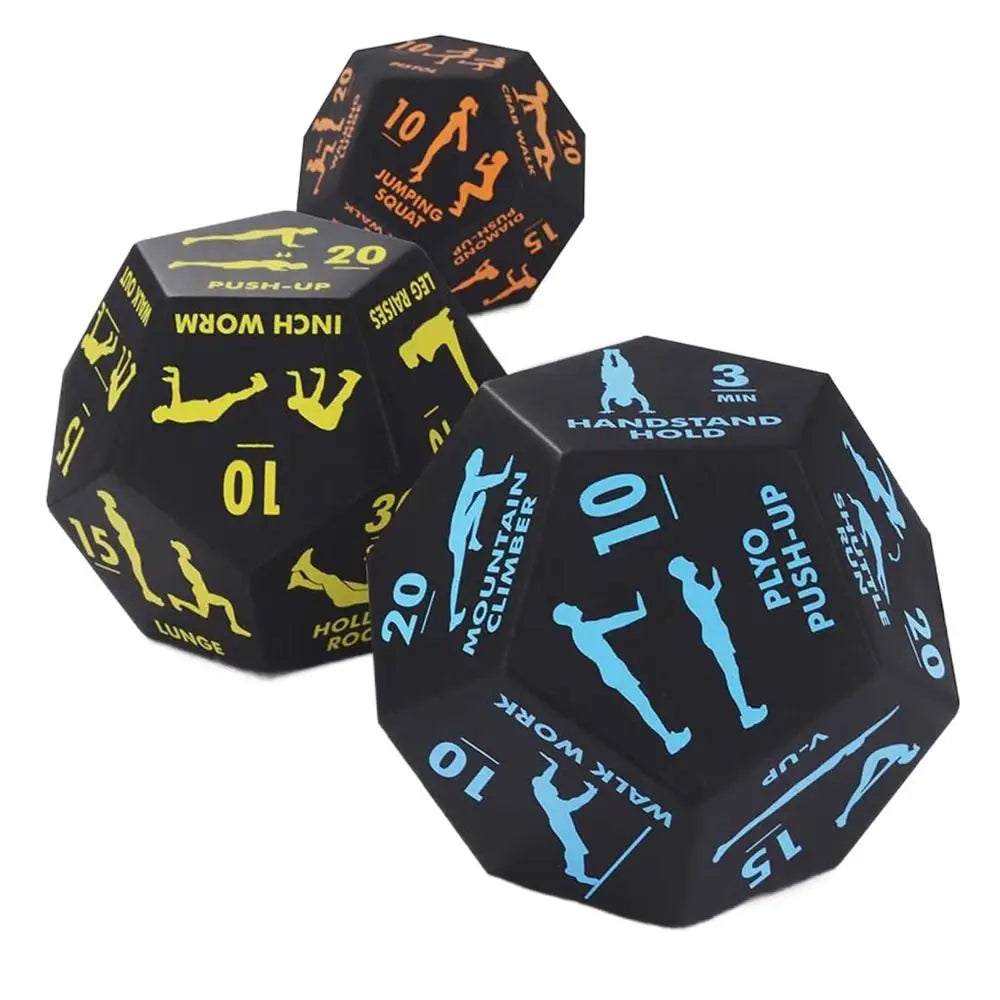 Portable 12 Sided Fitness Action Choice Dice Interactive Lightweight Exercise Toy Soft Foam Funny Bodyweight Training Dice HIIT