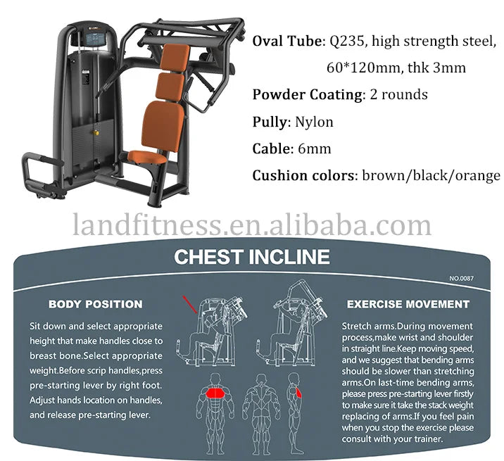 Advanced Design Strength Equipment Chest Incline High Quality Raw Materials Gym Equipment