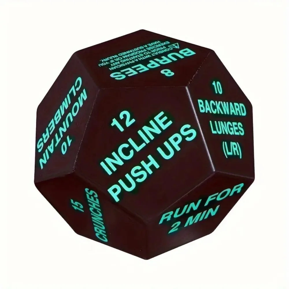Portable 12 Sided Fitness Action Choice Dice Interactive Lightweight Exercise Toy Soft Foam Funny Bodyweight Training Dice HIIT