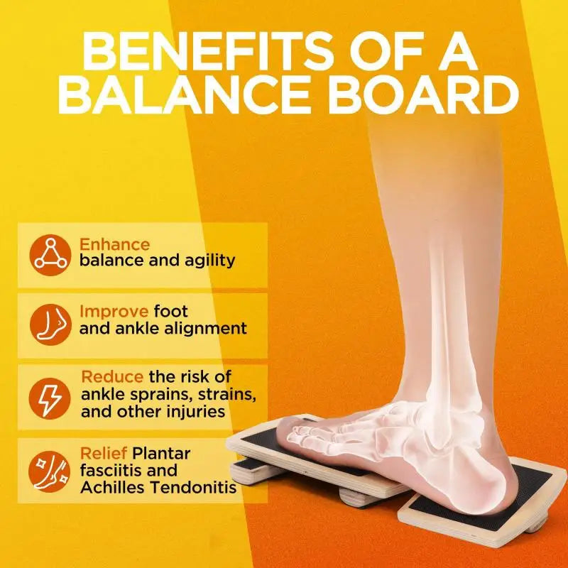 Physio Recovery Wobble Board; Slip-Resistant, One-foot Posture Retraining; Ankle Fortitude Handler, Wooden Design
