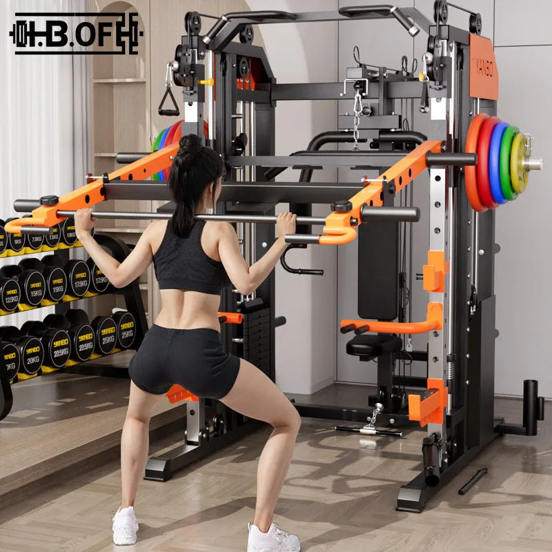 Full Set Flying Bird Smith Machine Home Gym Equipment - Multifunctional Squat Bench Press Station for Commercial Large Fitness C