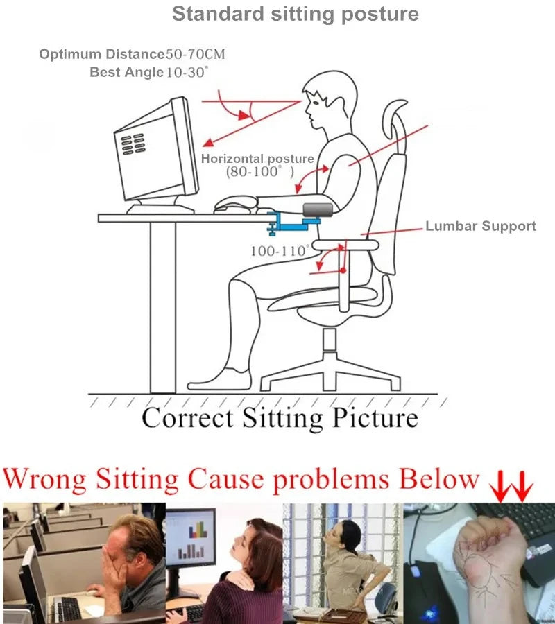 Adjustable Arm Rest for Desk – Ergonomic 360° Rotating & Extendable Elbow Support, Durable Aluminum,Office Gaming Accessories