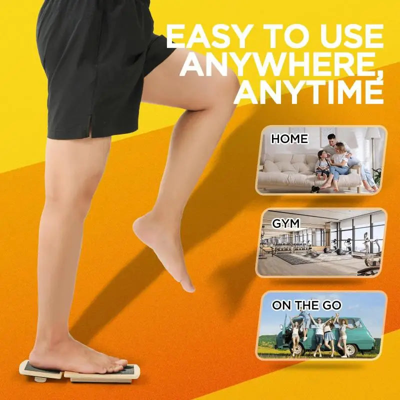 Physio Recovery Wobble Board; Slip-Resistant, One-foot Posture Retraining; Ankle Fortitude Handler, Wooden Design