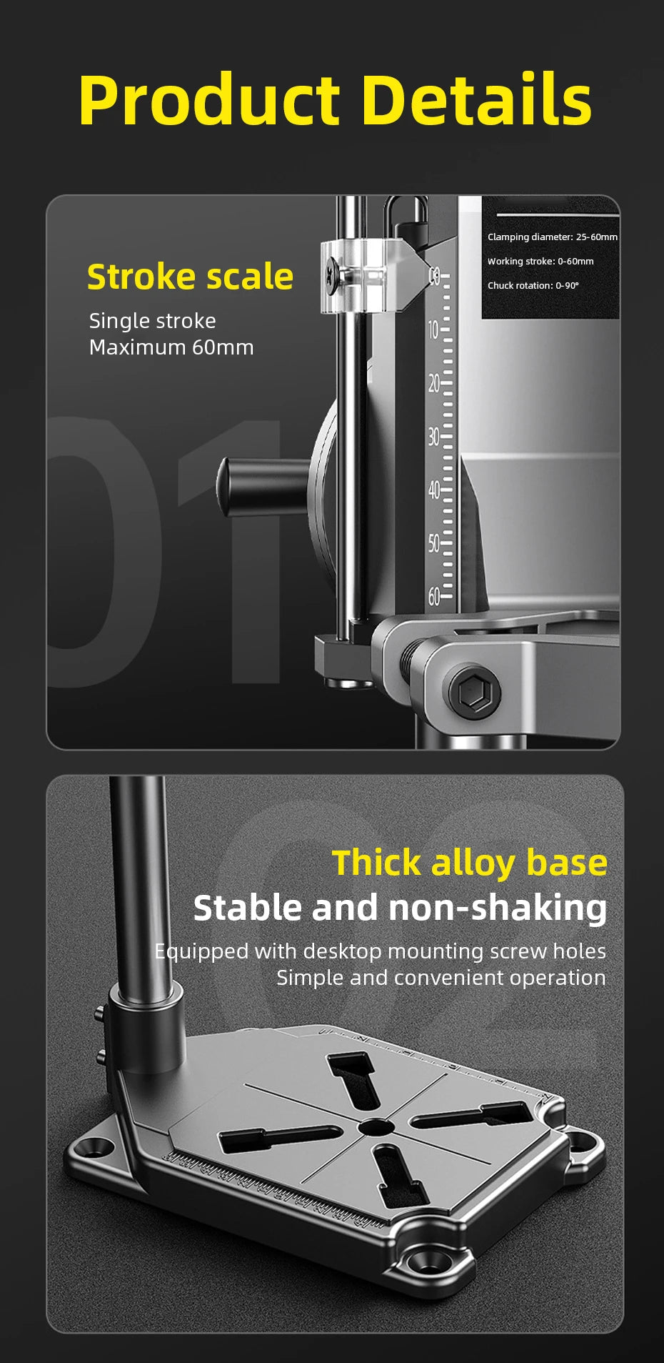 Adjustable Universal Drill Stand for Electric Hand Drill Impact Drill Convert to Mini Bench Drill Press Bracket Home DIY Tool