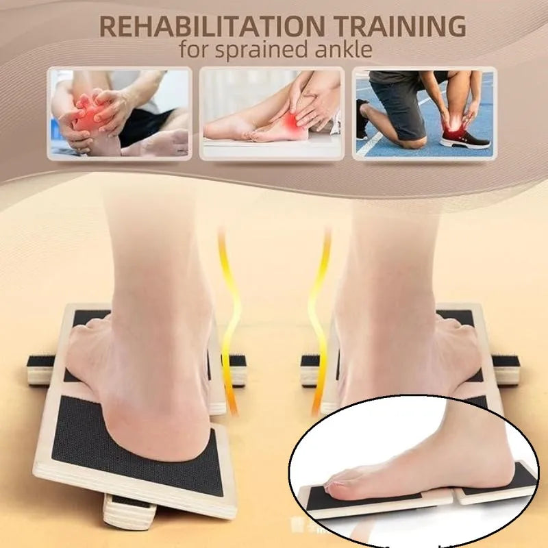Physio Recovery Wobble Board; Slip-Resistant, One-foot Posture Retraining; Ankle Fortitude Handler, Wooden Design