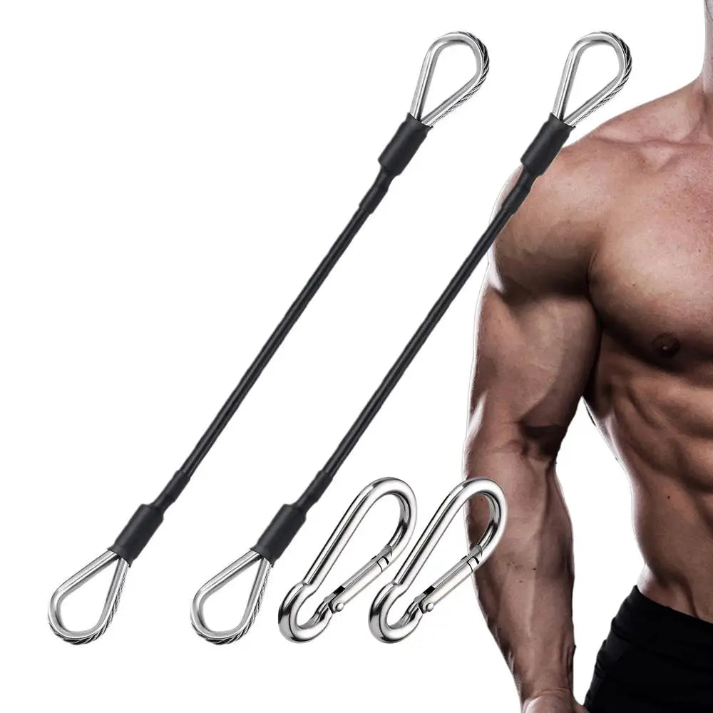 2pcs/set Fitness Pulley Cable Extension  With Carabiner Gym Extension Rope Pulley System Workout Pull Down Cable Attachments