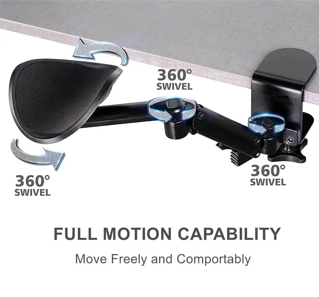 Adjustable Arm Rest for Desk – Ergonomic 360° Rotating & Extendable Elbow Support, Durable Aluminum,Office Gaming Accessories
