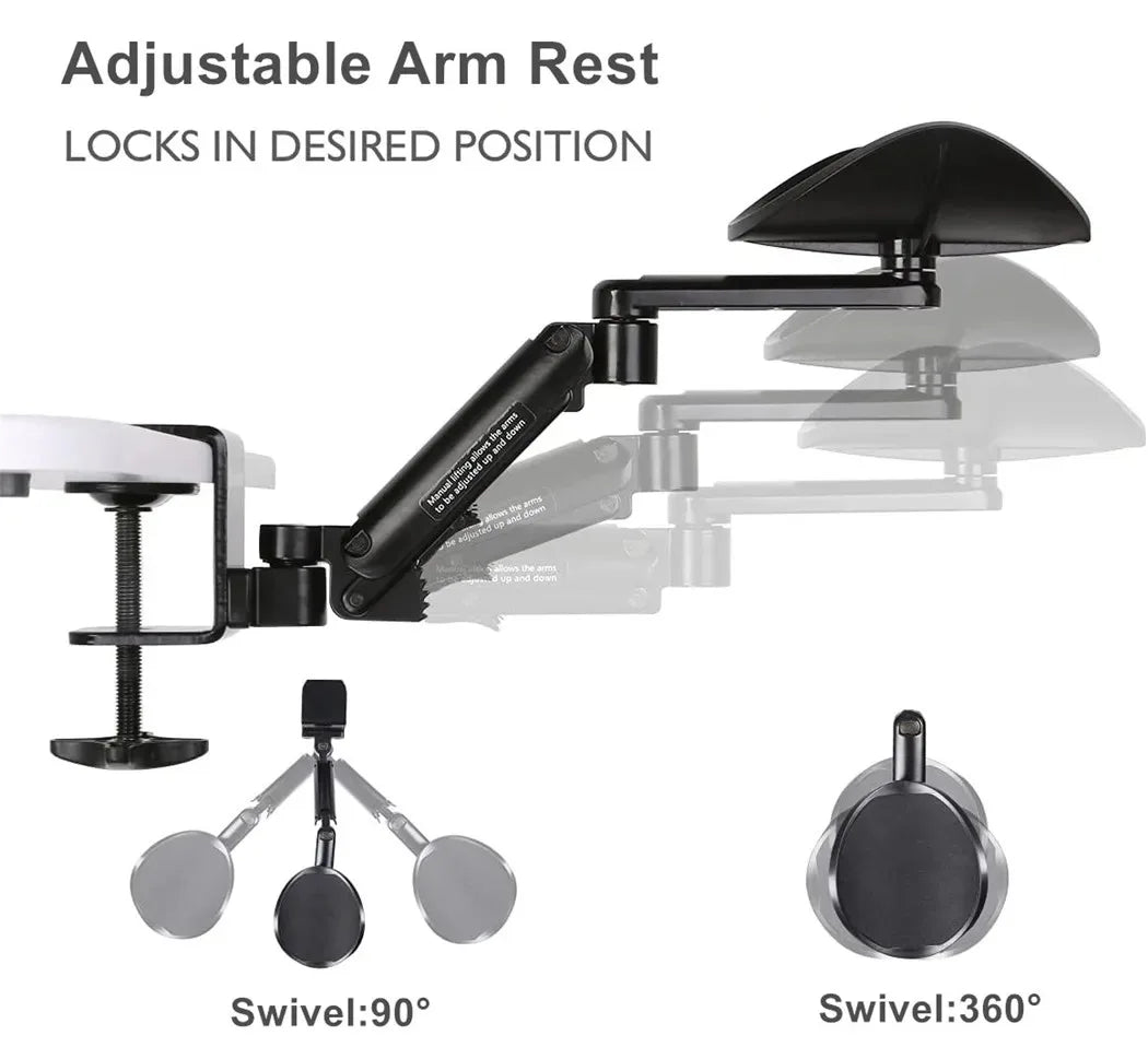 Adjustable Arm Rest for Desk – Ergonomic 360° Rotating & Extendable Elbow Support, Durable Aluminum,Office Gaming Accessories