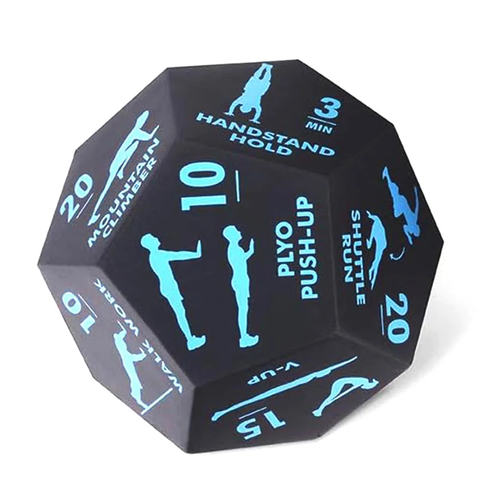 Portable 12 Sided Fitness Action Choice Dice Interactive Lightweight Exercise Toy Soft Foam Funny Bodyweight Training Dice HIIT