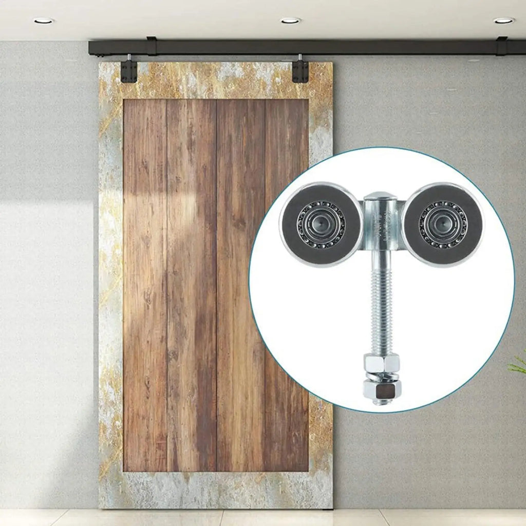Barn Door Rollers 4 Wheel Trolley Assembly Roller Heavy Duty Sliding Door Hanger Ceiling Mount Barn Door Hardware for Wardrobe