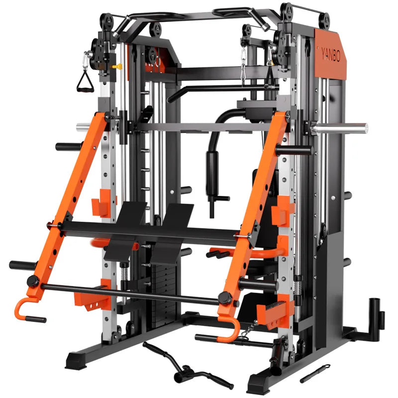 Full Set Flying Bird Smith Machine Home Gym Equipment - Multifunctional Squat Bench Press Station for Commercial Large Fitness C