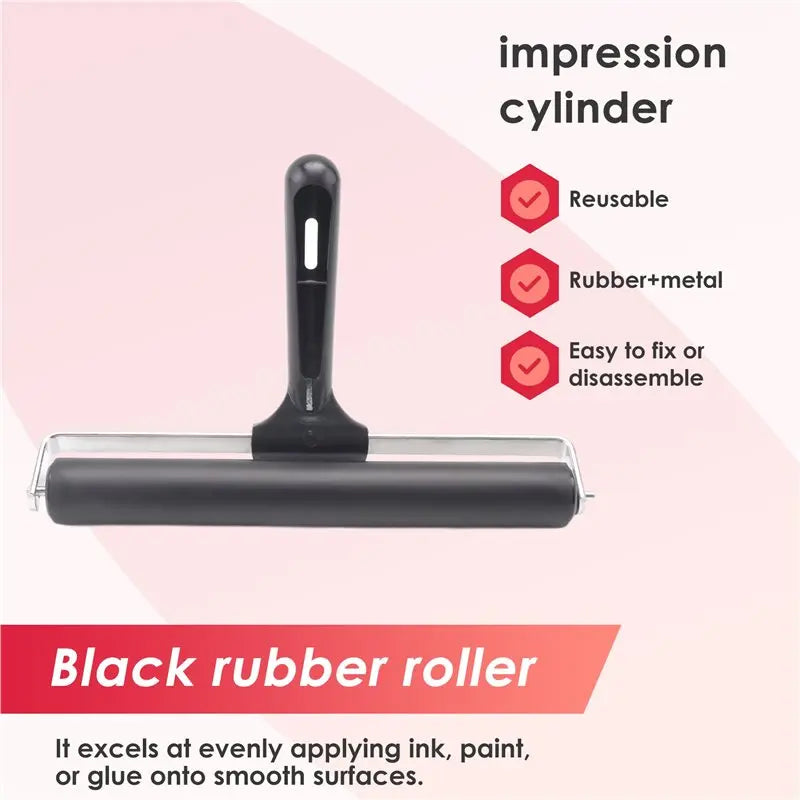 ABJN-8-Inch Rubber Roller, Brayer Roller Brush For DIY Art Craft Painting, Print, Printmaking, Ink And Stamping