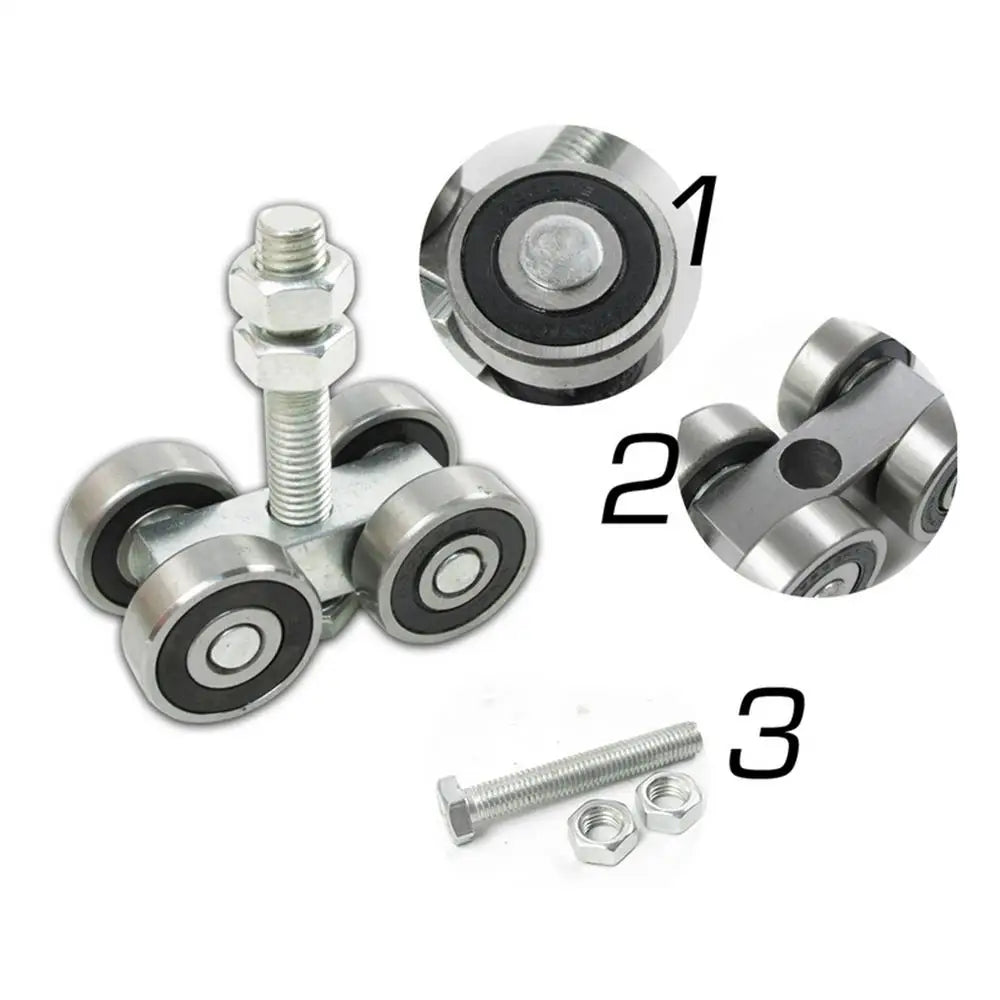 Barn Door Rollers 4 Wheel Trolley Assembly Roller Heavy Duty Sliding Door Hanger Ceiling Mount Barn Door Hardware for Wardrobe
