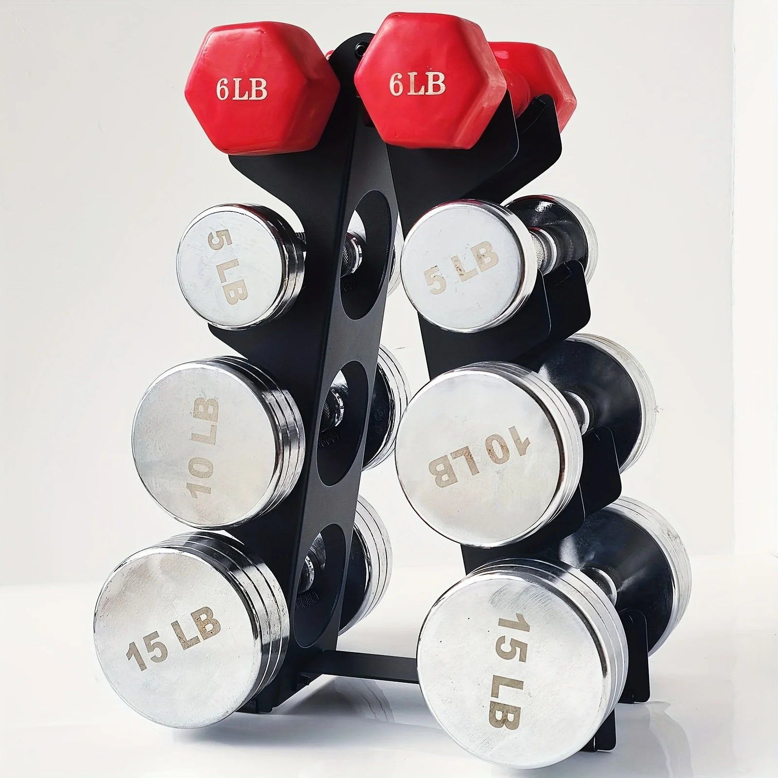3、4 Tier Heavy Duty Dumbbell Rack, Weight Plate Storage Stand, Compact Home Gym Organizer for Dumbbells & Barbells