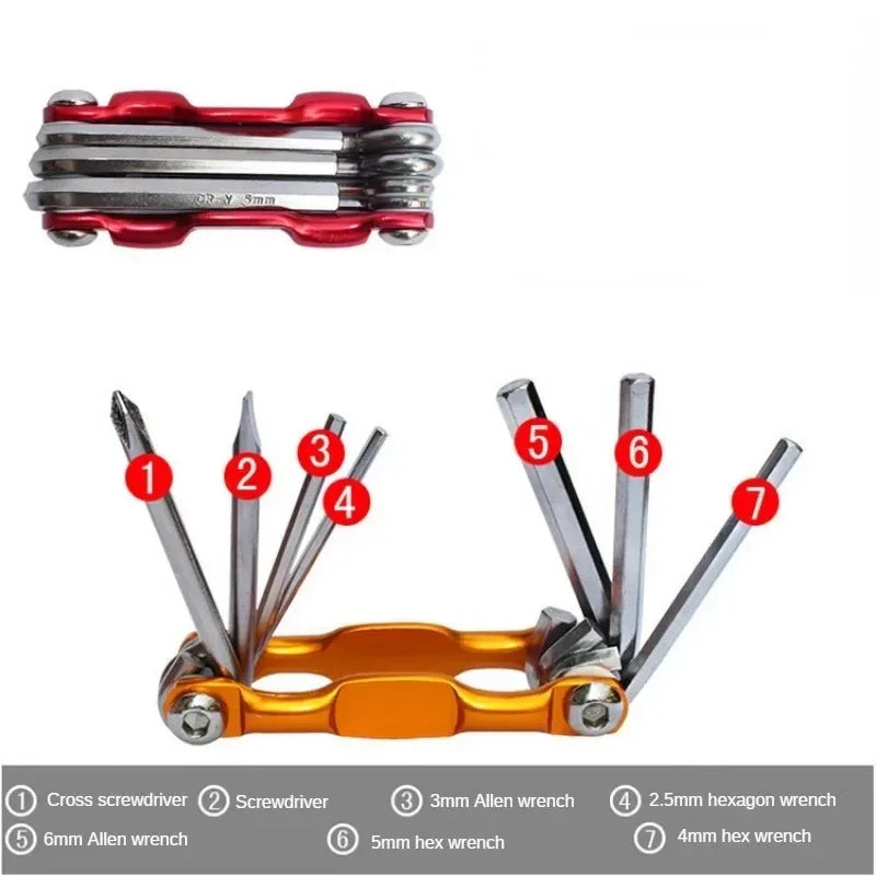 Multi Repair Tools Kit Portable Bicycle Tool Folding Allen Wrench Spoke Hex Wrench Bike Maintenance Tool Set Cycling Accessories
